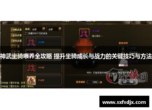 神武坐骑喂养全攻略 提升坐骑成长与战力的关键技巧与方法